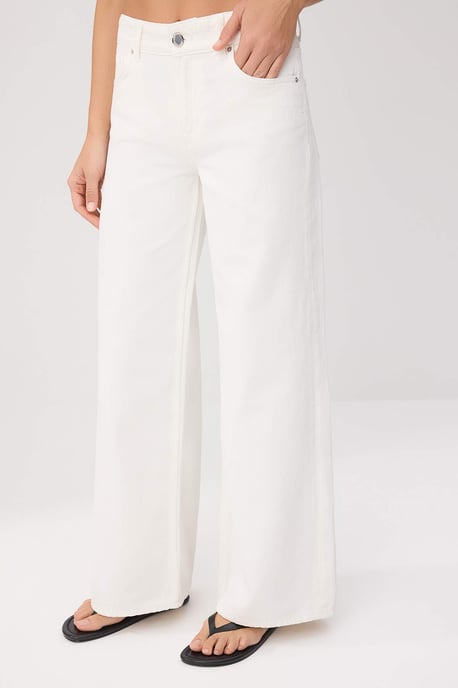 TRENDYOLMİLLA Dames Ecru Effen Wijde pijp Hoge taille Jeans - Image 2