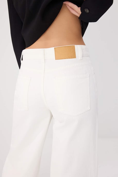 TRENDYOLMİLLA Dames Ecru Effen Wijde pijp Hoge taille Jeans - Image 4