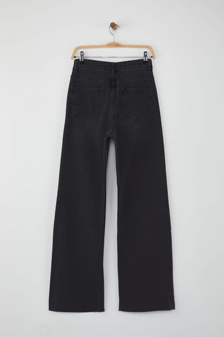 TRENDYOLMİLLA Dames Zwart Effen Wijde pijp Hoge taille Jeans - Image 5