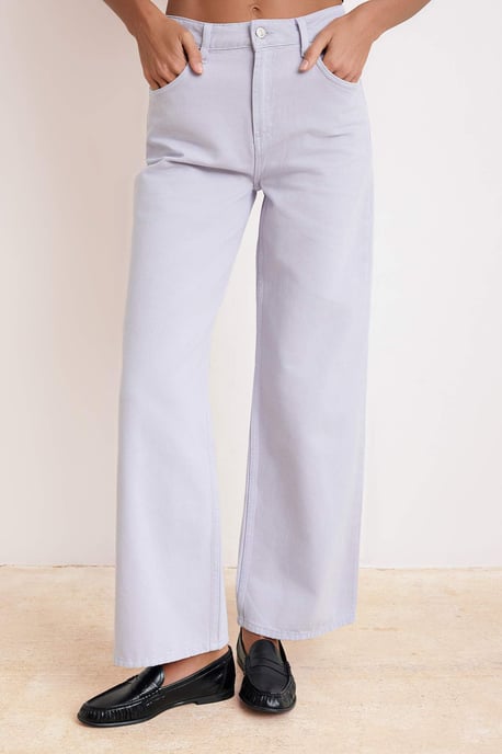 TRENDYOLMİLLA Dames Paars Effen Wijde pijp Hoge taille Jeans - Image 1