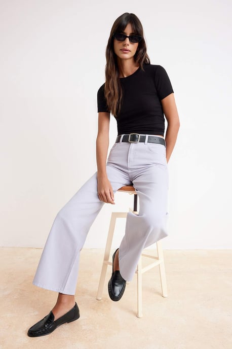 TRENDYOLMİLLA Dames Paars Effen Wijde pijp Hoge taille Jeans - Image 2