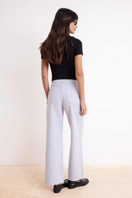 TRENDYOLMİLLA Dames Paars Effen Wijde pijp Hoge taille Jeans - Image 3