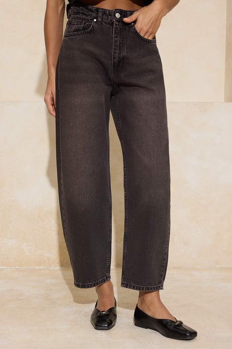 TRENDYOLMİLLA Dames Bruin Effen Barrel Hoge taille Jeans - Image 2