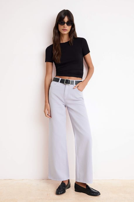TRENDYOLMİLLA Dames Paars Effen Wijde pijp Hoge taille Jeans - Image 6