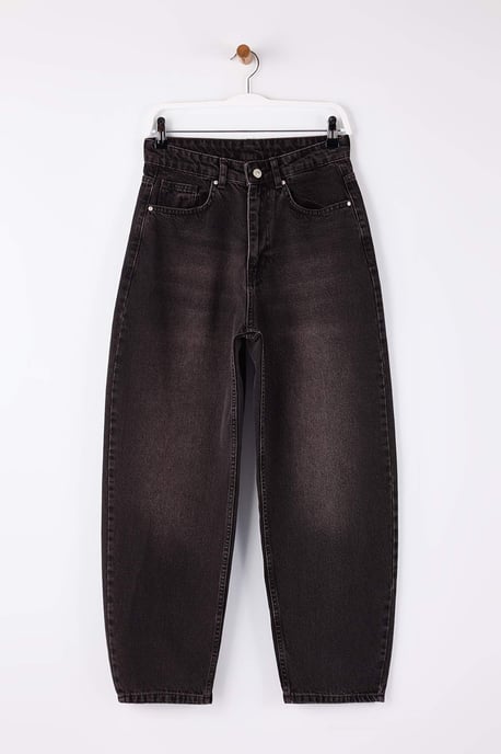 TRENDYOLMİLLA Dames Bruin Effen Barrel Hoge taille Jeans - Image 4