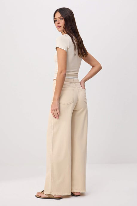TRENDYOLMİLLA Dames Beige Effen Wijde pijp Hoge taille Jeans - Image 3
