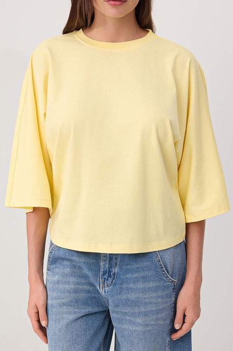 TRENDYOLMİLLA Dam Gul Enfärgad Trekvartsärm Oversize T-shirts - Image 3