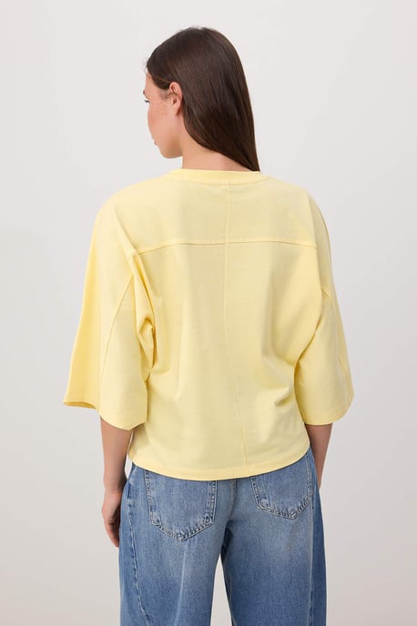 TRENDYOLMİLLA Dam Gul Enfärgad Trekvartsärm Oversize T-shirts - Image 4