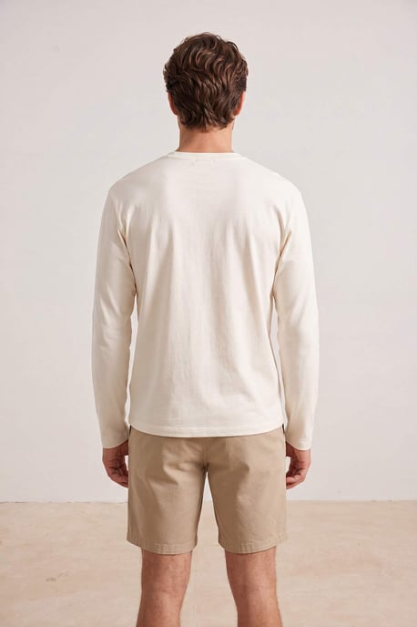 TRENDYOL MAN Heren Beige Effen Lang Regular fit T-shirts - Image 3