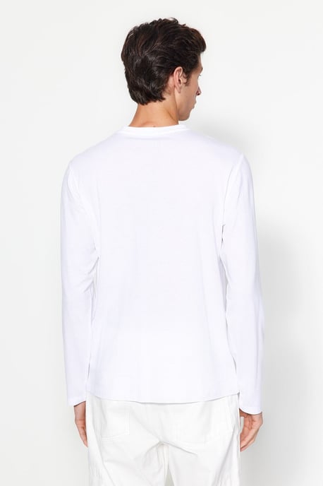 TRENDYOL MAN Men's White Plain Long Regular fit T-Shirts - Image 3