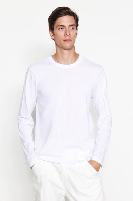 TRENDYOL MAN Men's White Plain Long Regular fit T-Shirts - Image 4