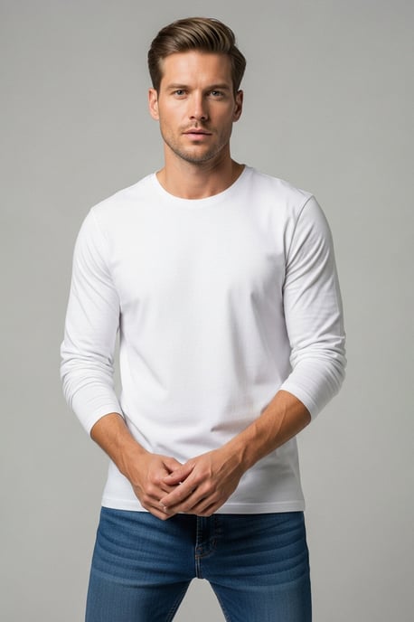 TRENDYOL MAN Men's White Plain Long Regular fit T-Shirts - Image 6