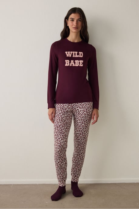 Slogan Long Sleeve Thermal Effect Pyjama Top - Image 3
