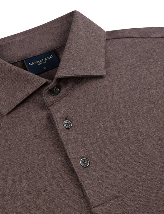 Poloshirt Cavallaro bruin katoen gemeleerd - Image 3