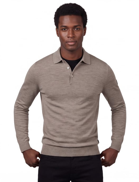 Poloshirt Cavallaro beige merinowol - Image 1