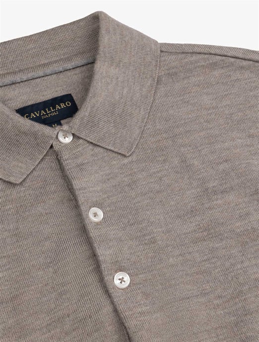 Poloshirt Cavallaro beige merinowol - Image 3