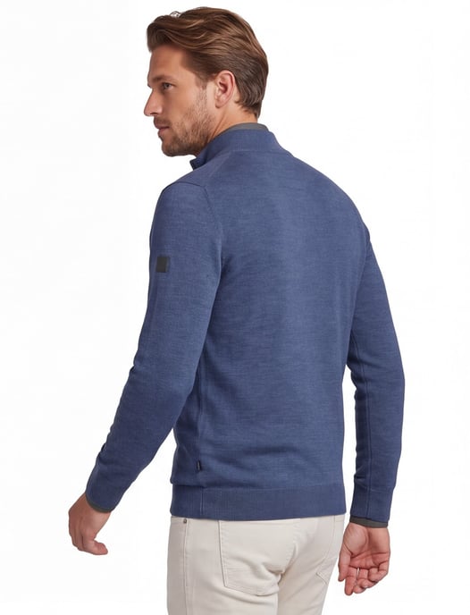 Trui Cavallaro donkerblauw gemeleerd half zip - Image 2