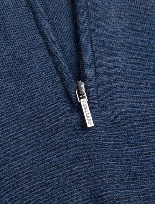 Trui Cavallaro donkerblauw gemeleerd half zip - Image 3