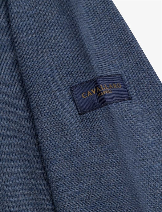Trui Cavallaro donkerblauw gemeleerd half zip - Image 4
