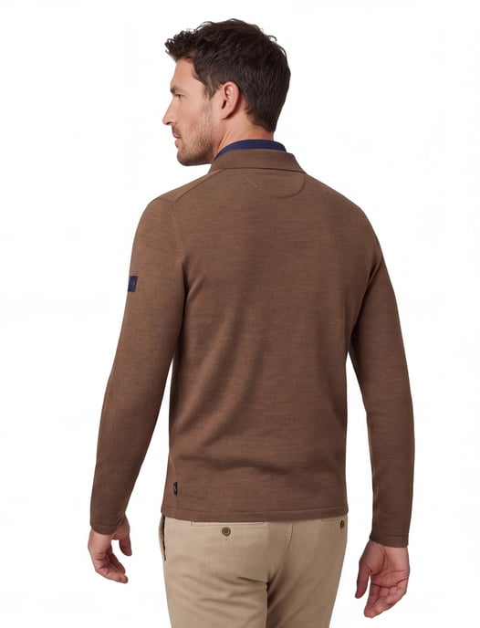 Poloshirt Cavallaro bruin merinowol - Image 2
