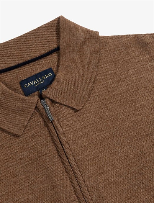 Poloshirt Cavallaro bruin merinowol - Image 3