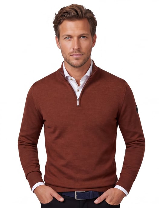 Trui Cavallaro half zip rood gemeleerd - Image 1