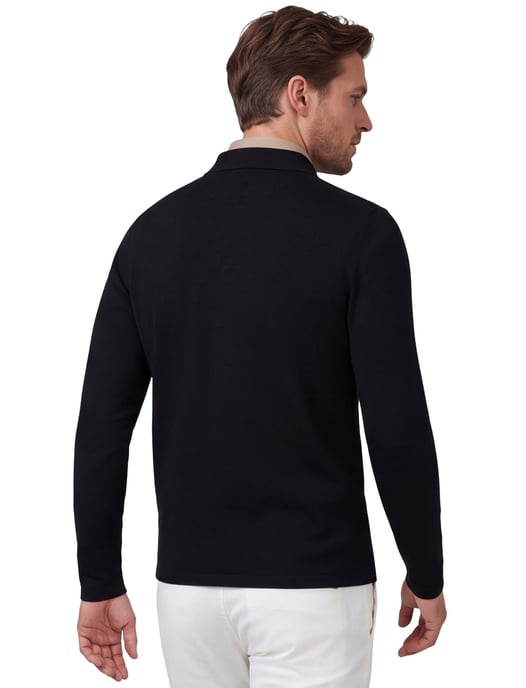 Poloshirt Cavallaro zwart merinowol met rits - Image 2