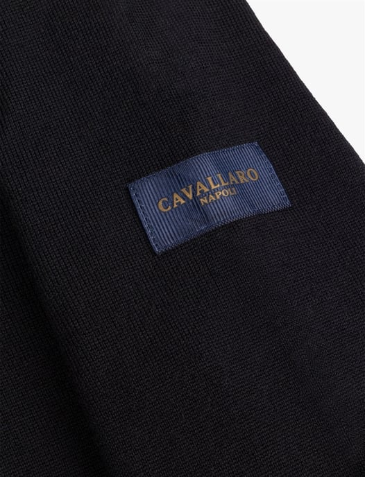 Poloshirt Cavallaro zwart merinowol met rits - Image 4