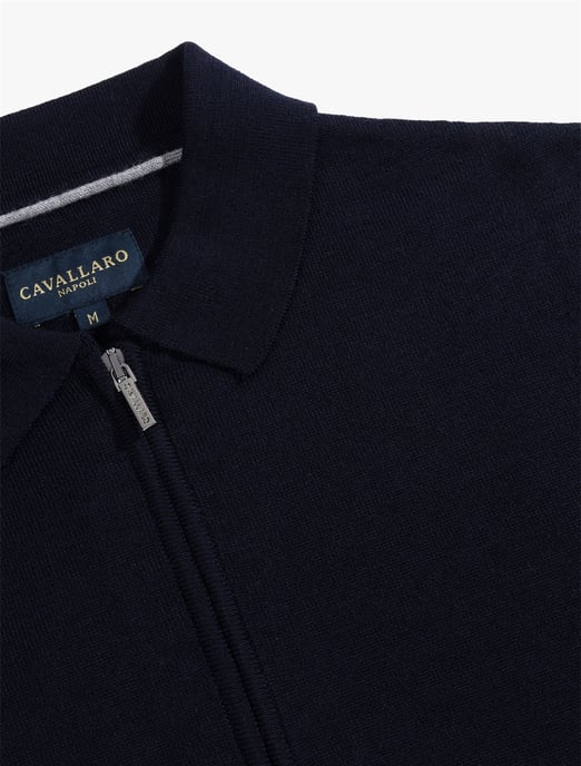 Poloshirt Cavallaro donkerblauw merinowol - Image 3
