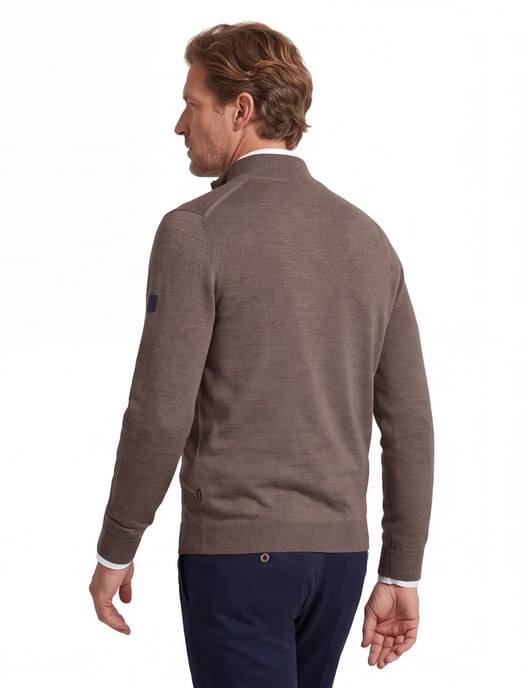 Trui Cavallaro bruin half zip merinowol - Image 2