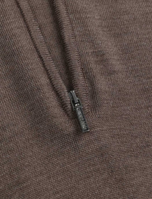 Trui Cavallaro bruin half zip merinowol - Image 3
