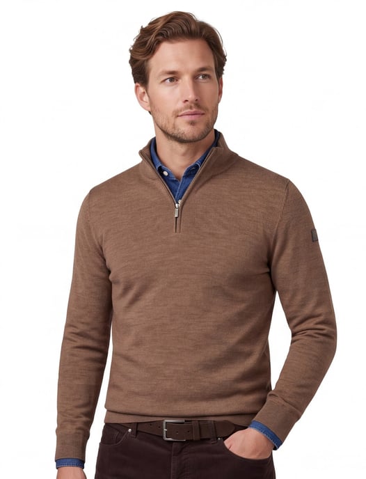 Cavallaro trui bruin half zip - Image 1