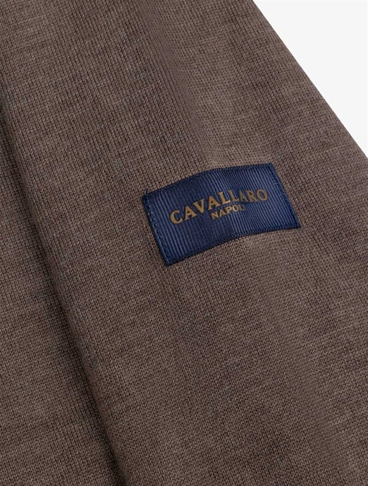 Poloshirt Cavallaro bruin merinowol met rits - Image 4