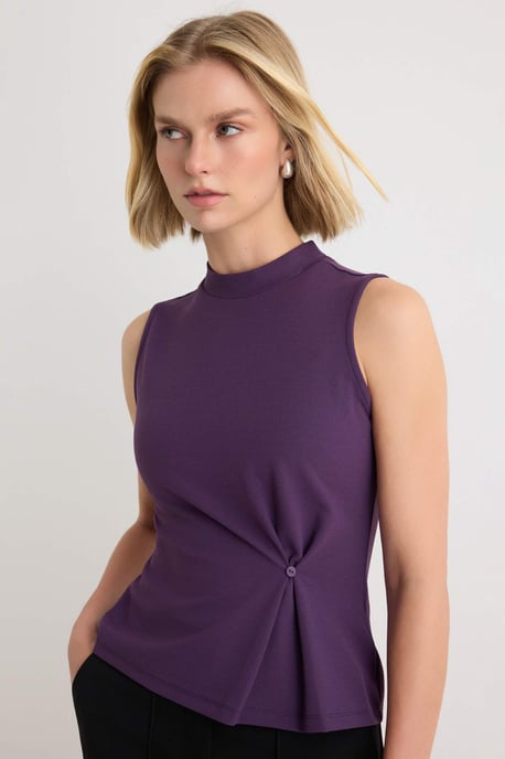 TRENDYOLMİLLA Dames Paars Effen Lang Getailleerd Blouses - Image 1