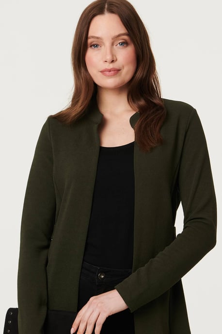 Khaki Open Front Longline Coatigan - Image 2