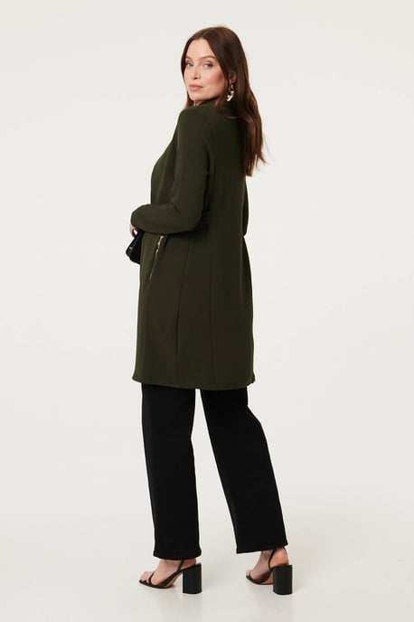 Khaki Open Front Longline Coatigan - Image 5