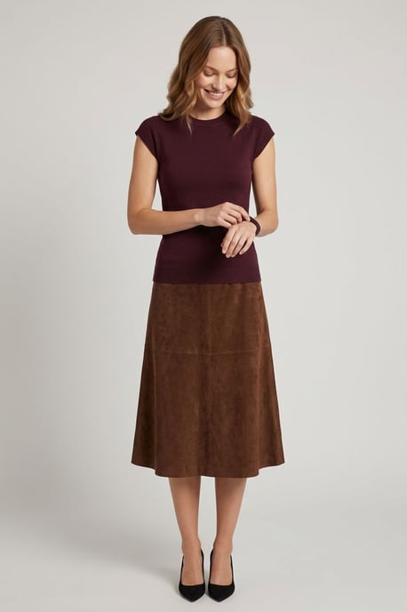 Burgundy Short Sleeve Slim Fit Jumper Top - Image 1
