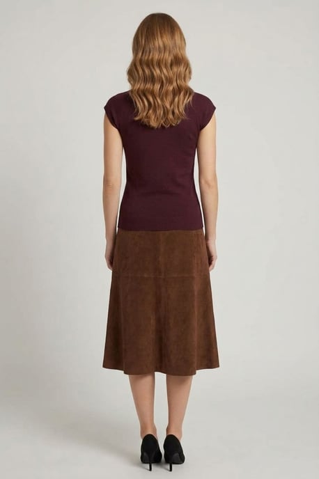 Burgundy Short Sleeve Slim Fit Jumper Top - Image 3