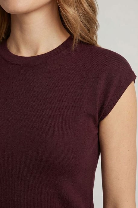 Burgundy Short Sleeve Slim Fit Jumper Top - Image 4