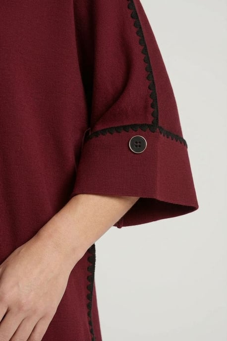 Red Contrast Trim 3/4 Sleeve Jumper - Image 2