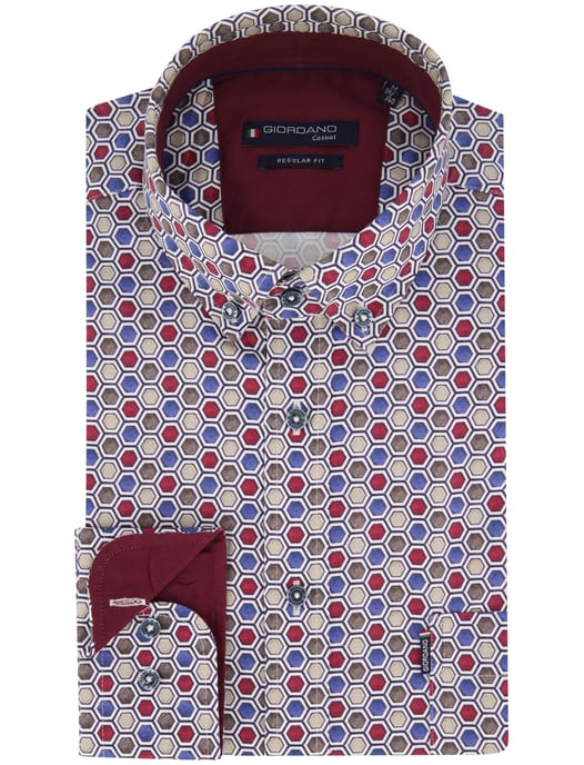 Overhemd Giordano bordeaux geprint lange mouw - Image 2