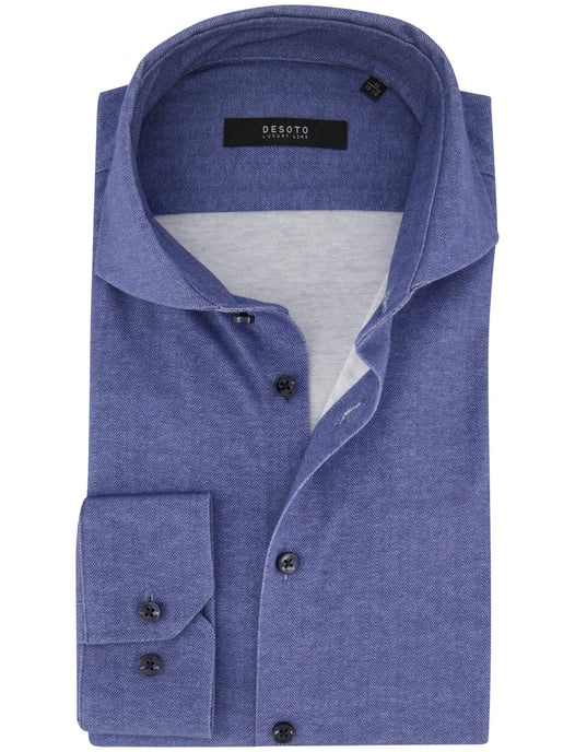 Overhemd Desoto blauw jersey visgraatmotief - Image 1