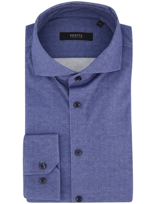 Overhemd Desoto blauw jersey visgraatmotief - Image 2