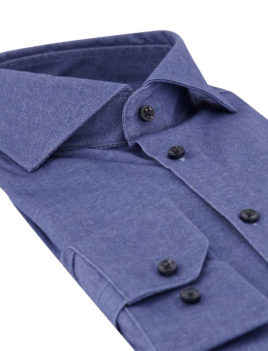 Overhemd Desoto blauw jersey visgraatmotief - Image 3