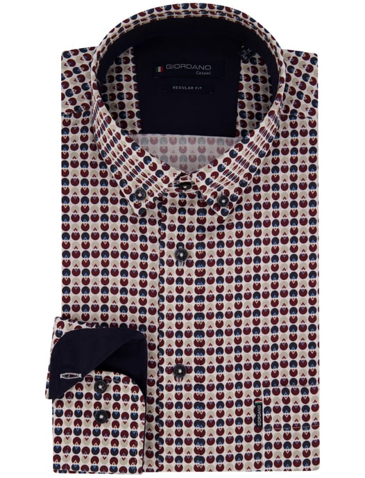 Overhemd Giordano bordeaux geprint - Image 2