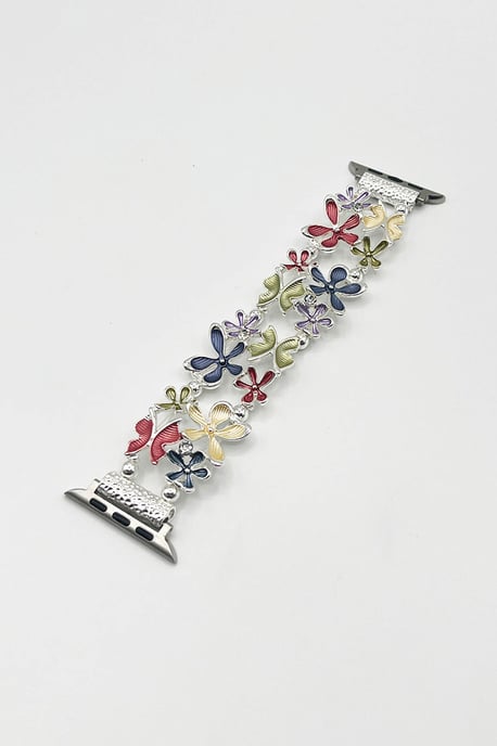 Apple Watch Strap with Flowers in Silver - Image 2