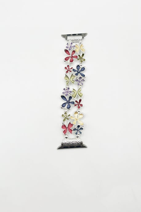 Apple Watch Strap with Flowers in Silver - Image 5