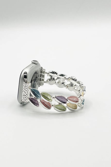 Apple Watch with Leaf Shaped Strap in Silver - Image 3