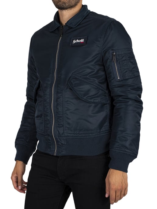 Schott Afneembare Badge-Bomberjack, Blauw - Image 3