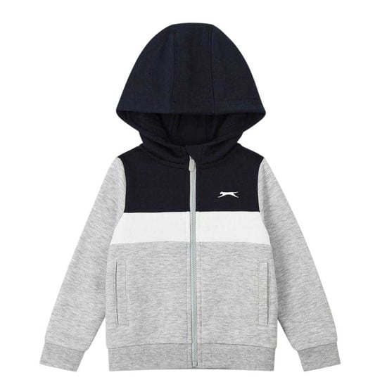 Slazenger Fleece-trainingspak met kleurblokken voor kinderen (Marine/Grijs) - Image 4